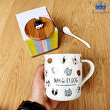 Mug Pocillo Perros Canino Ceramica Detalle + Tapa + Cuchara