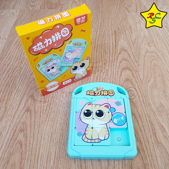Rompecabezas 2d Puzzle Deslizar Magnetico Gato Qiyi 3x3