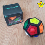 Puzzle Rainbow Dodecaedro Negro Pepas Rompecabeza Antiestrés