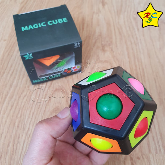 Puzzle Rainbow Dodecaedro Negro Pepas Rompecabeza Antiestrés