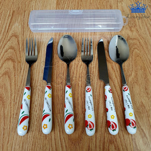 Set Cubiertos X3 Acero Frutas Cuchara Cuchillo Tenedor Lujo