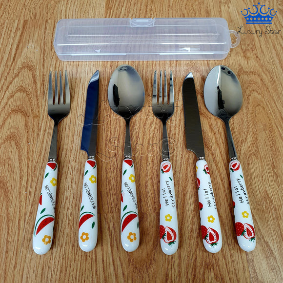 Set Cubiertos X3 Acero Frutas Cuchara Cuchillo Tenedor Lujo