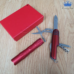 Set Regalo Navaja Multiusos Y Linterna Caja Detalle Hombre