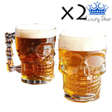 Set X2 Vasos Calavera 500 Ml + 4 Copas Shot Vidrio Promocion