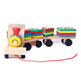 Tren Madera Bloques Formas Juego Didactico Niños Trenes X3