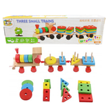Tren Madera Bloques Formas Juego Didactico Niños Trenes X3