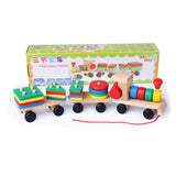 Tren Madera Bloques Formas Juego Didactico Niños Trenes X3