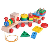 Tren Madera Bloques Formas Juego Didactico Niños Trenes X3