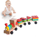 Tren Madera Bloques Formas Juego Didactico Niños Trenes X3
