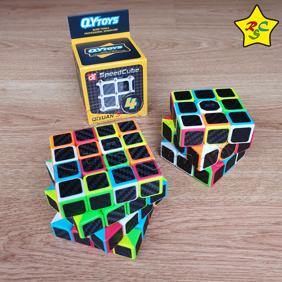 Pack Cubo 3x3 Y 4x4 Fibra Carbono Warrior W Qiyi SpeedCube