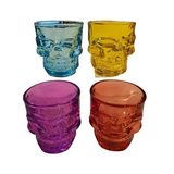 Copa Calavera Colores Vidrio Fiesta Skull Exclusiva Shot X4