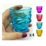 Copa Calavera Colores Vidrio Fiesta Skull Exclusiva Shot X4