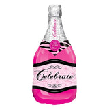 Globo Botella Champaña Rosada Set X5 Bombas Celebrar 100cm