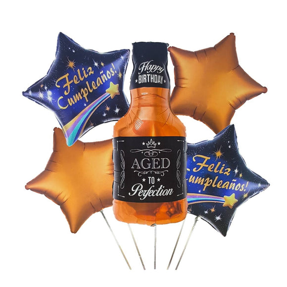 Globos Whisky Set X5 Bombas Celebracion Botella Estrella