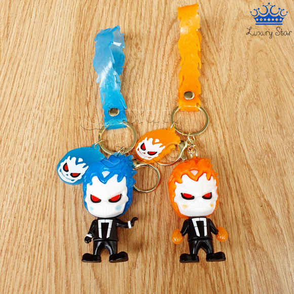 Llavero Ghost Rider Naranja Azul Fantasma Vengador Detalle