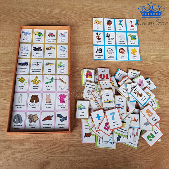 Lotería Infantil 60 Piezas Madera Juego Didactico Bingo Azar