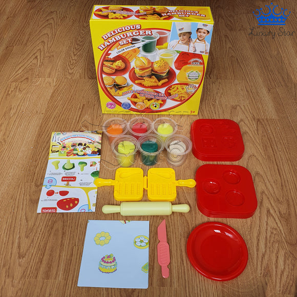 Plastilina Set Hamburguesa Kit Masas + Moldes + Accesorios