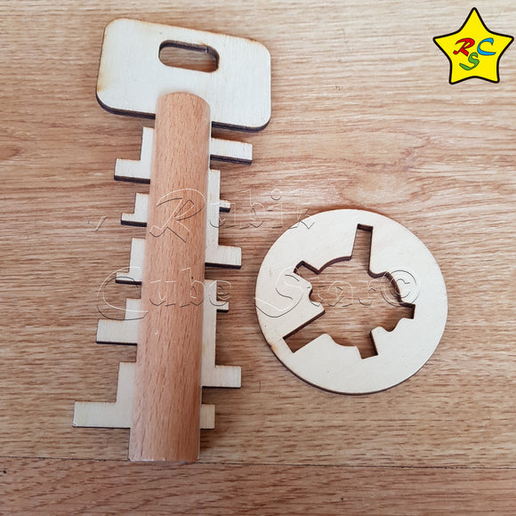 Llave Madera puzzle Bloqueo Reto Mental Destreza Rompecabeza