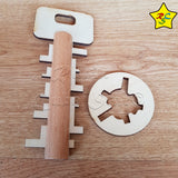 Llave Madera puzzle Bloqueo Reto Mental Destreza Rompecabeza