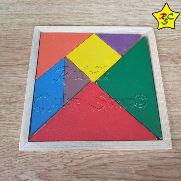 Tangram Madera Cuadrado Sencillo Puzzle Arma Figuras 7 pieza