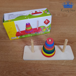 Torre Hanoi 8 Niveles Madera Colorido Puzzle Logica Mental