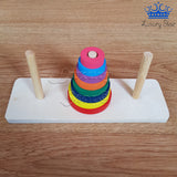 Torre Hanoi 8 Niveles Madera Colorido Puzzle Logica Mental